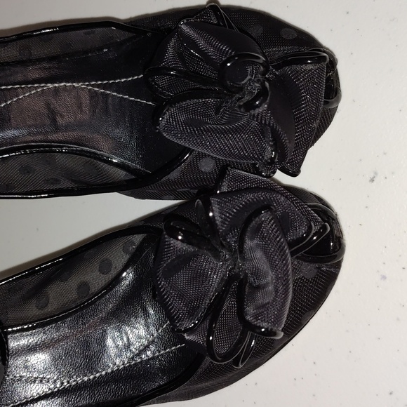 Kate Spade Didi Mesh Polka Dot PeepToe Size 9 black - Picture 7 of 12